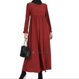 Modanisa Terra Cotta Long Sleeve Modest Maxi Dress